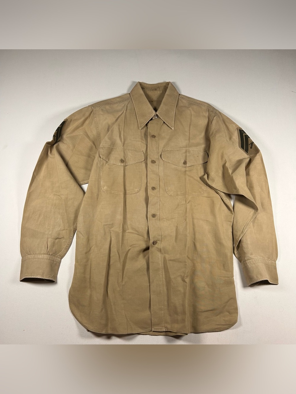 OG-107 Mens 50s 60s Vintage US Army Korean War Era Shirt Button Long Sleeve XL